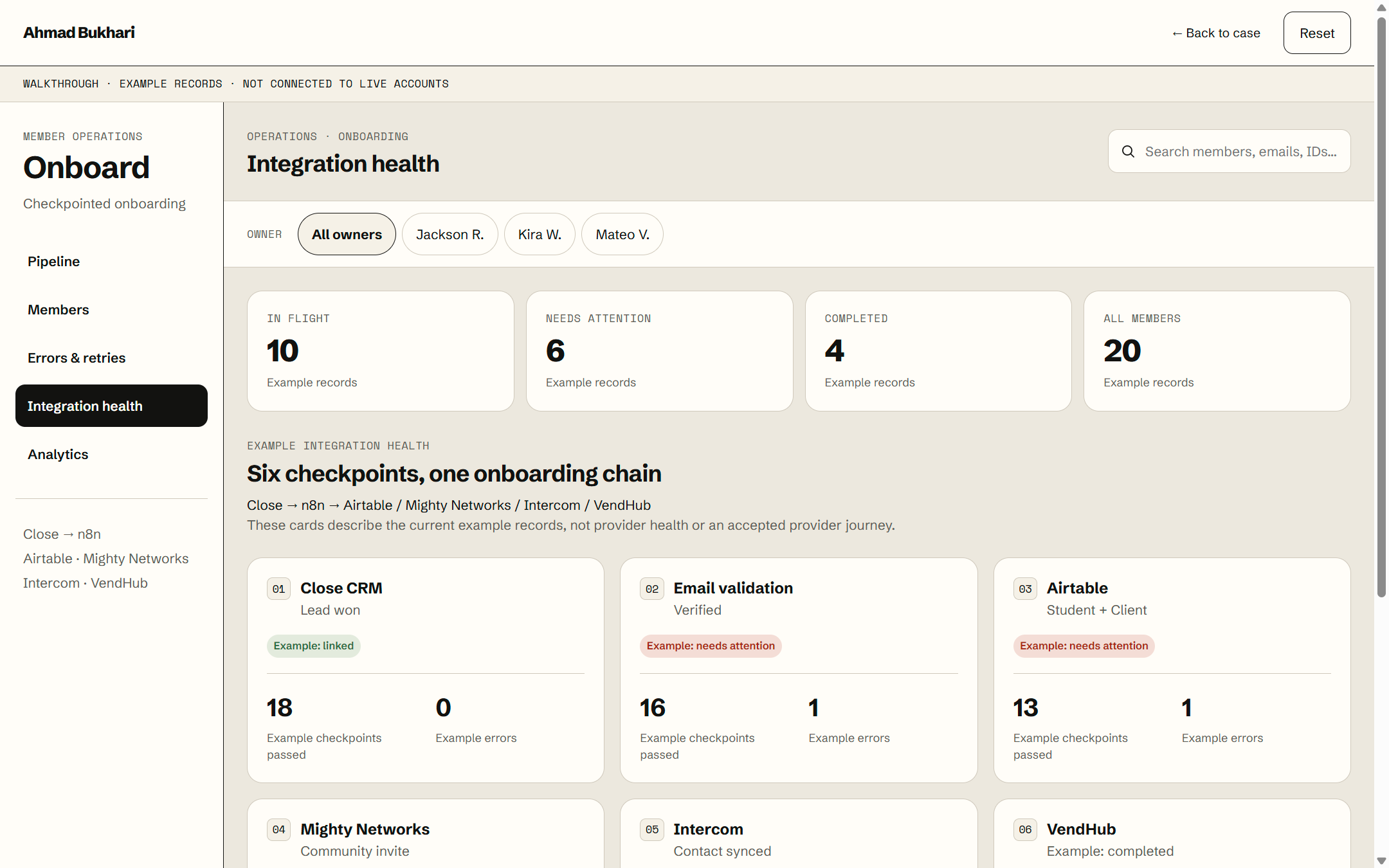 Integration checkpoint view
