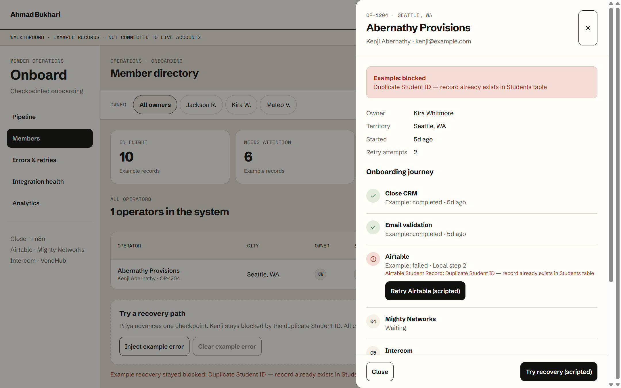 Step-specific retry timeline