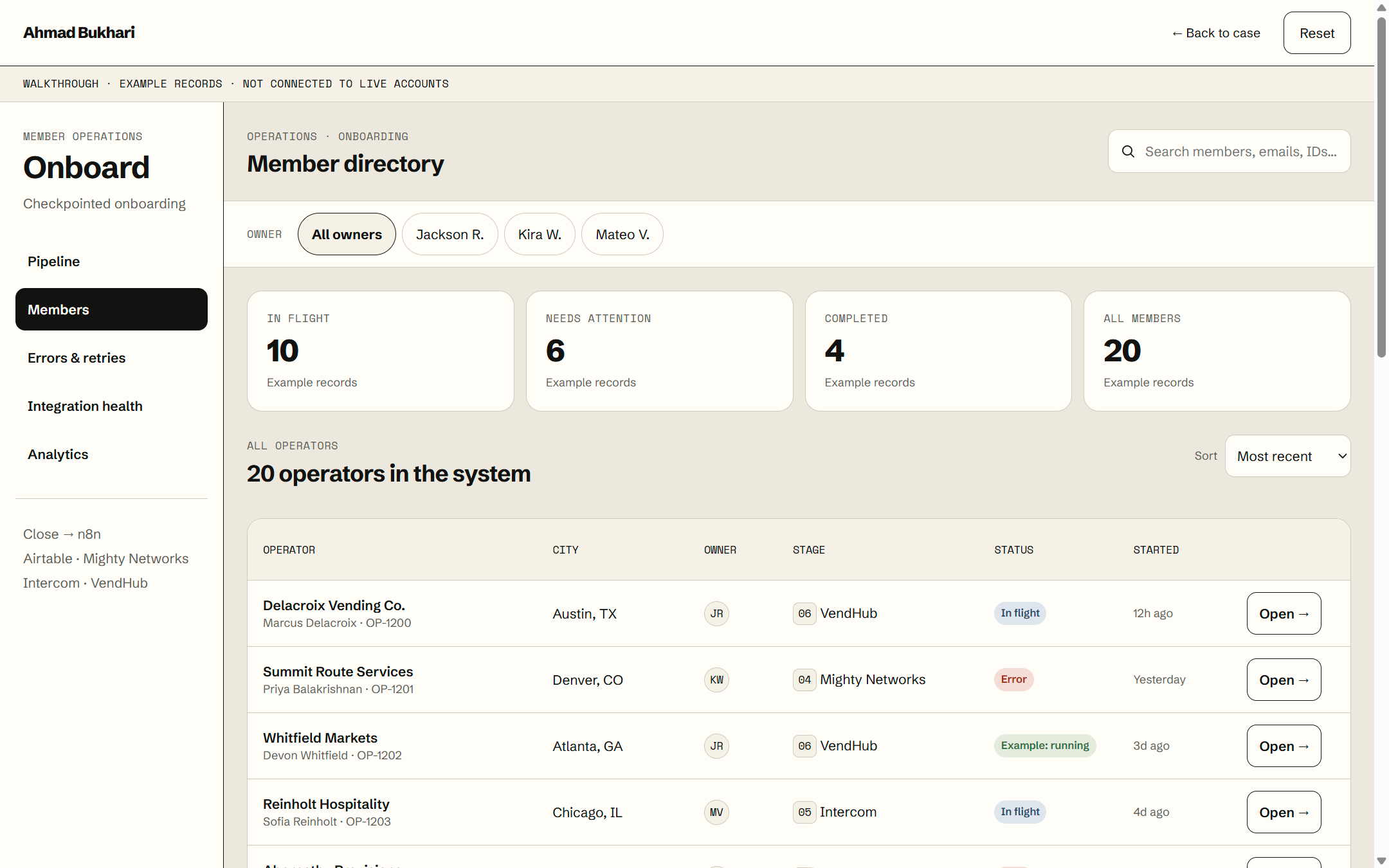 Member onboarding pipeline