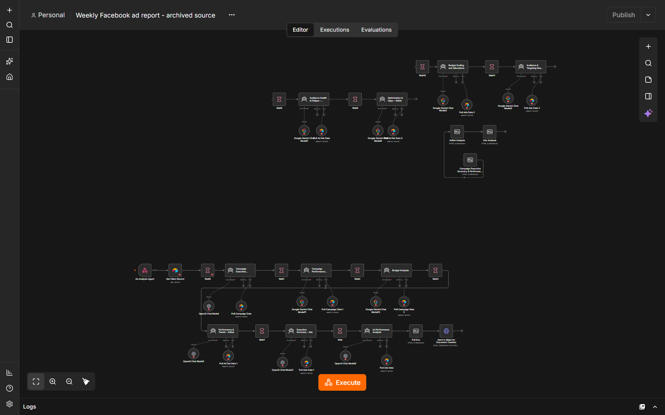 Original weekly advertising report workflow
