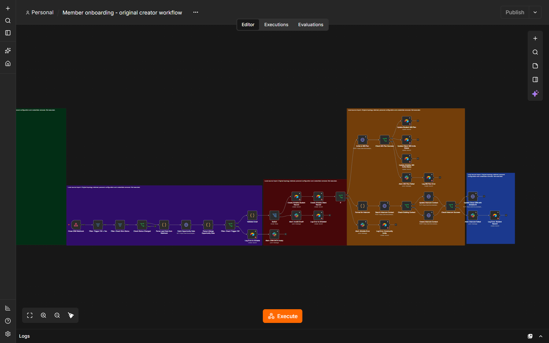 Original CRM-to-member onboarding workflow